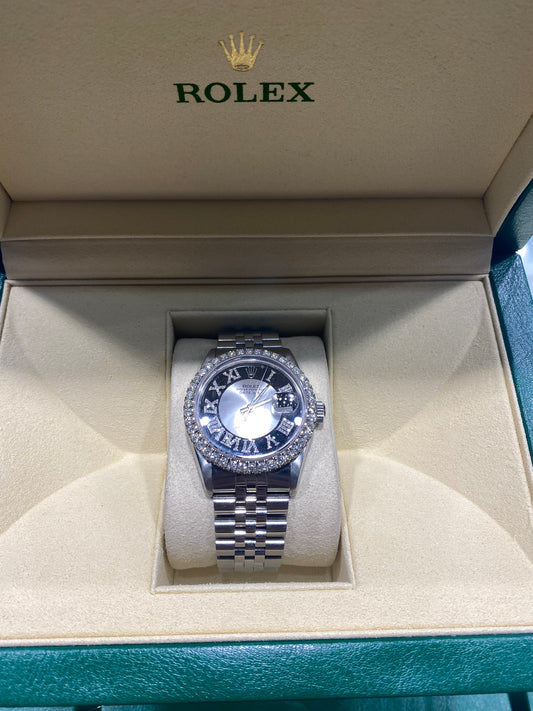 ROLEX DATE JUST 36MM STAINLESS BLACK/SILVER