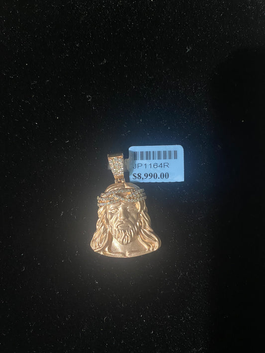 14K DIAMOND JESUS HEAD PENDANT